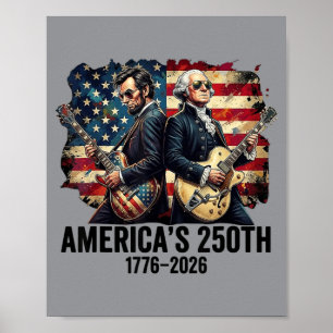 Poster Père fondateur Abe Lincoln jouant de la guitare 25