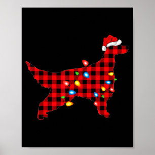 Poster Père Noël à carreaux rouges buffle Setter Irlandai