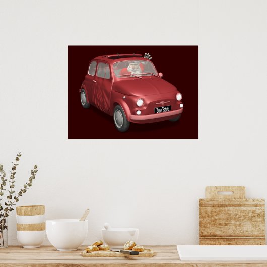Poster Père Noël À Fiat 500 (Cuisine)
