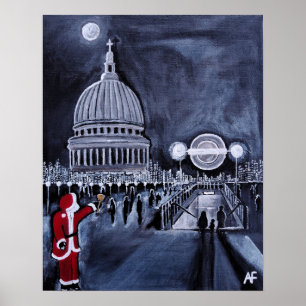 Poster Père Noël à Londres Peinture d'Alfred Fox