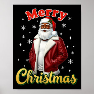 Poster Père Noël afro-américain Noël Cool Black X-mas