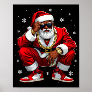 Poster Père Noël afro-américain Noël Xmas noir Femmes