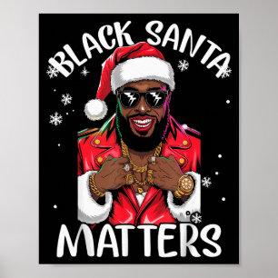 Poster Père Noël afro-américain noir Pyjama de Noël