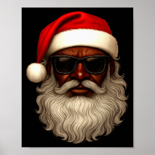 Poster Père Noël afro-américain Pyjama de Noël Cool Black