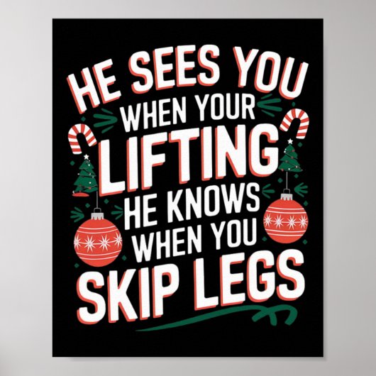 Poster Père Noël aime Jour de la Jambe Fitness de Noël -  (Devant)