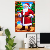 Poster Père Noël, arbre de Noël et cadeaux | Art AI (Bureau à domicile)