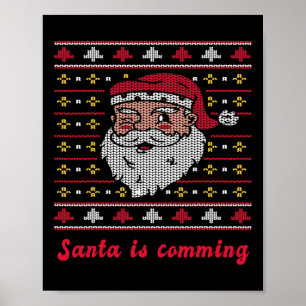 Poster Père Noël arrive Noël