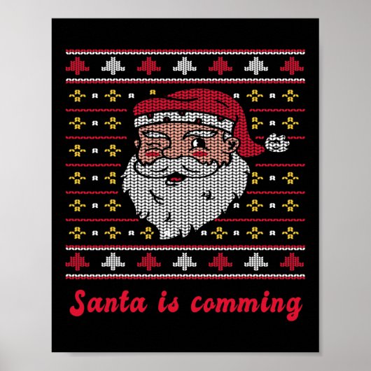 Poster Père Noël arrive Noël (Devant)