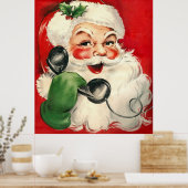 Poster Père Noël au téléphone (Cuisine)