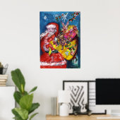 POSTER PÈRE NOËL AVEC CADEAUX (Bureau à domicile)