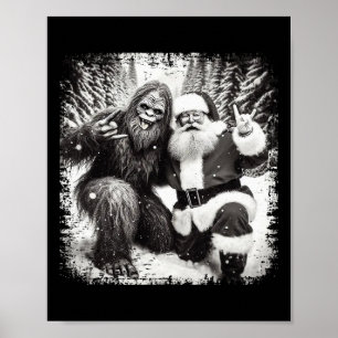 Poster Père Noël avec des lumières de Noël Bigfoot drôle