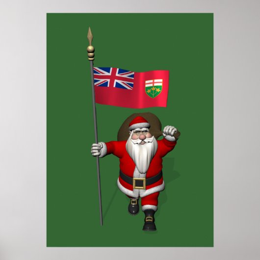 Poster Père Noël Avec Drapeau De L'Ontario CDN (Devant)