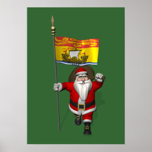 Poster Père Noël Avec Drapeau Du Nouveau-Brunswick CDN