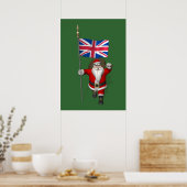Poster Père Noël Avec Drapeau Union Du Royaume-Uni (Cuisine)