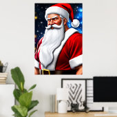 Poster Père Noël avec étoiles dans le ciel | Art AI (Bureau à domicile)