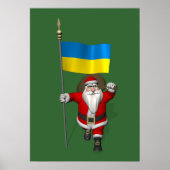 Poster Père Noël Avec L'Enseigne De L'Ukraine (Devant)