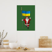 Poster Père Noël Avec L'Enseigne De L'Ukraine (Cuisine)