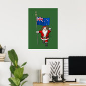 Poster Père Noël avec l'enseigne de Nouvelle-Zélande (Bureau à domicile)