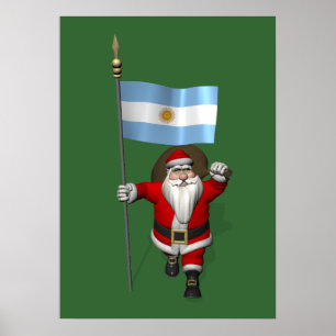 Poster Père Noël Avec L'Ensigne D'Argentine
