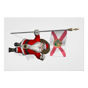 Poster Père Noël Avec L'Ensigne De Floride