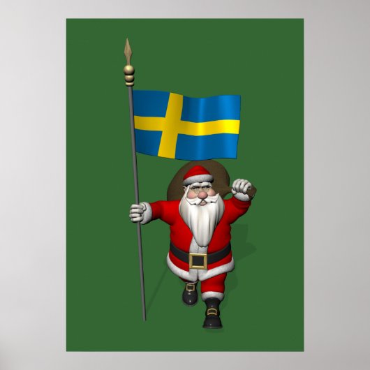 Poster Père Noël Avec L'Ensigne De Suède (Devant)