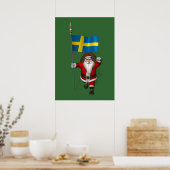Poster Père Noël Avec L'Ensigne De Suède (Cuisine)
