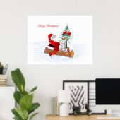 Poster Père Noël avec Renard de lapin et écureuil (Bureau à domicile)