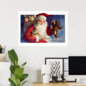 Poster Père Noël avec Teddy et Krampus dans une boîte (Bureau à domicile)