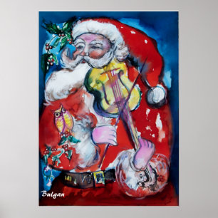 POSTER PÈRE NOËL AVEC VIOLON