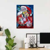 POSTER PÈRE NOËL AVEC VIOLON (Bureau à domicile)