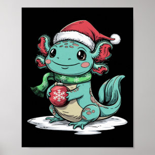 Poster Père Noël Axolotl Amoureux des animaux hiver Vibe