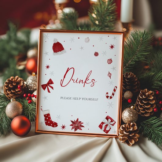 Poster Père Noël Baby Christmas Baby shower Boissons