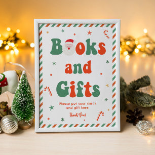 Poster Père Noël Baby Christmas Baby shower Livres et cad