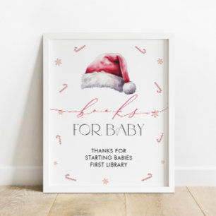 Poster Père Noël Baby Christmas Baby shower Livres pour b