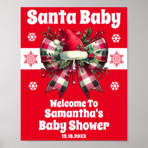 Poster Père Noël Baby Christmas Bow Baby shower Bienvenue