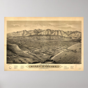 Poster Père Noël Barbara California 1877 Carte panoramiqu