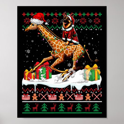 Poster Père Noël Berger Allemand Riding Giraffe Noël Swe (Devant)