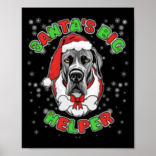 Poster Père Noël Big Helper Great Dane Amoureux des chien
