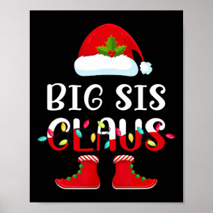 Poster Père Noël Big Sis Claus Elf Matching Family Group 