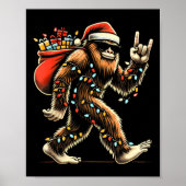 Poster Père Noël Bigfoot lumières de Noël Rock drôle Sasq (Devant)