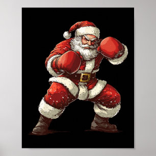 Poster Père Noël Boxe Xmas Mixed martial art Muay Thai Lo