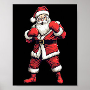 Poster Père Noël Boxeur Boxe Kickboxing Noël Xmas