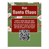 Poster Père Noël Candy, Visiter Père Noël, QR Code Queue (Devant)
