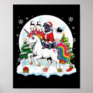 Poster Père Noël Cane Corso chevauchant licorne renne Noë