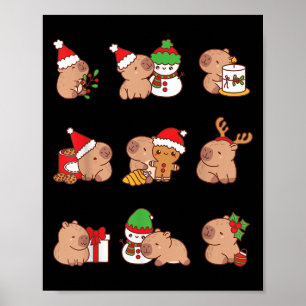 Poster Père Noël Capybara Crew Noël Funny Capybaras Amour