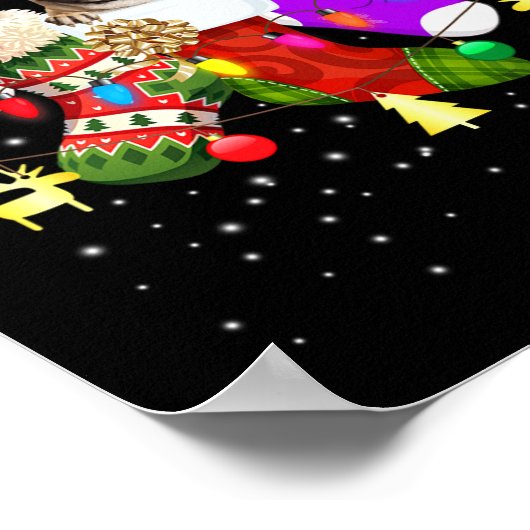 Poster Père Noël Carlins Dans Chaussettes De Noël Drôle A (Coin)