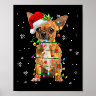 Poster Père Noël Chihuahua Feux de Noël Joyeux Noël Amour