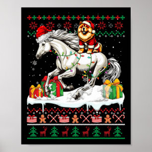 Poster Père Noël Chow Chow équitation Cheval Noël Sweat L