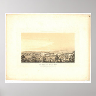Poster Père Noël Clara, CA. Carte panoramique 1856 (1585A