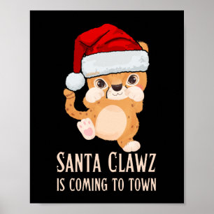Poster PÈRE NOËL CLAWZ VIENT À LA VILLE drôle X-mas